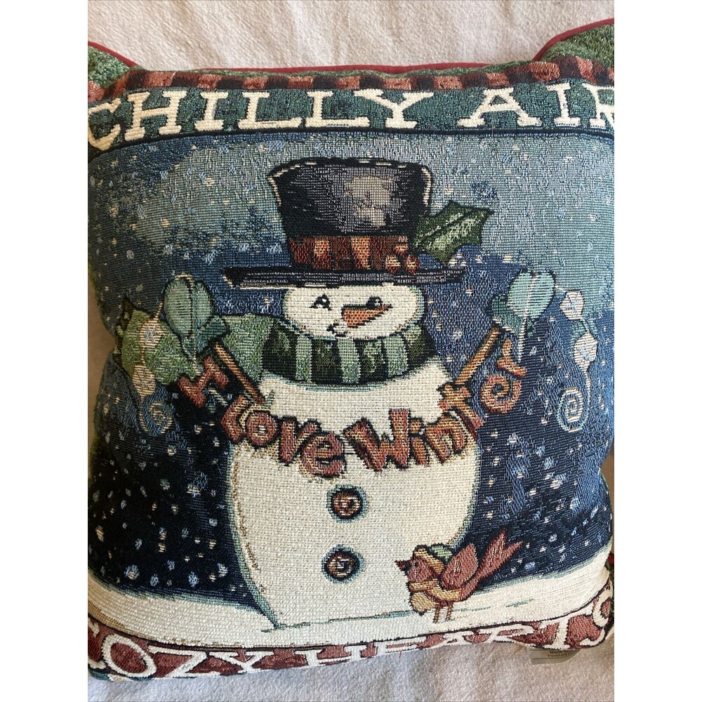 Newport Snowman Chilly Air Cozy Hearts pillow